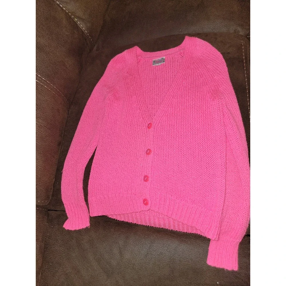 Justice lot of 2 pink sweaters exclamation point and‎ button up size 10